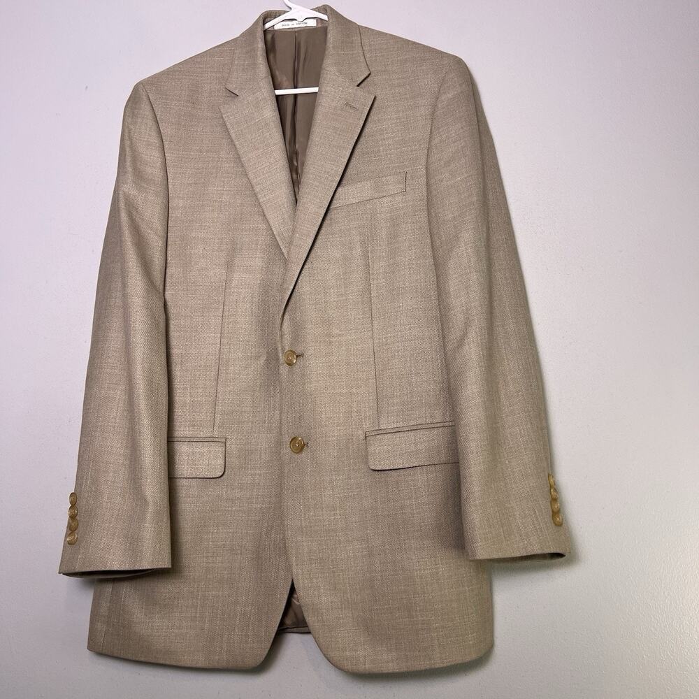 Lauren Ralph Lauren Mens Beige Blazer 2 Button Sports Coat Size 40L Career Prep